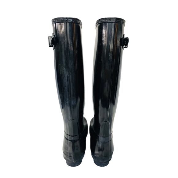 Hunter Original Tall Gloss Rain Boots Black Womens Size 10 Rubber - Picture 3 of 7